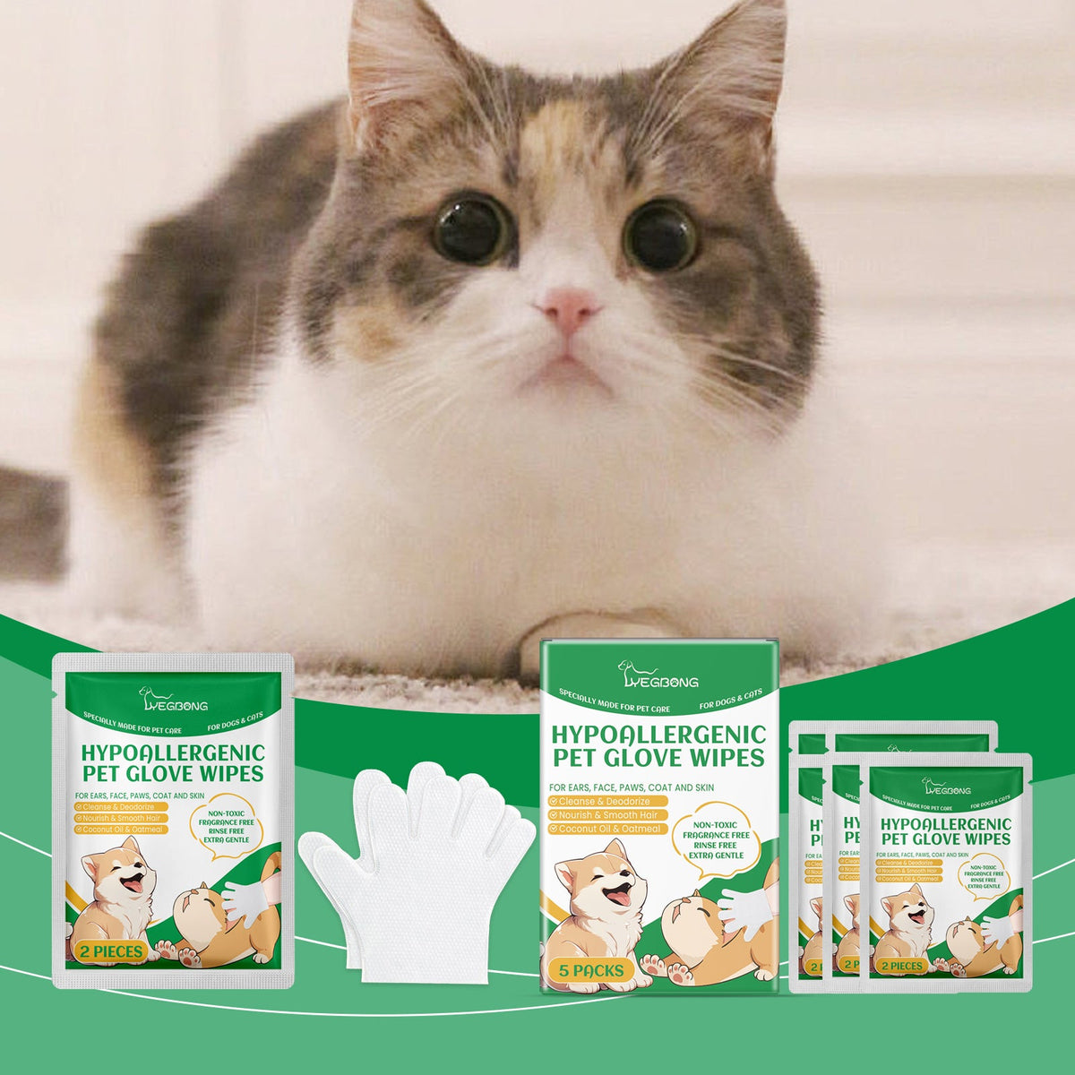 Pet Disposable Cleaning Gloves Dog Cat Hair And Skin Gentle Cleaning Care Gloves