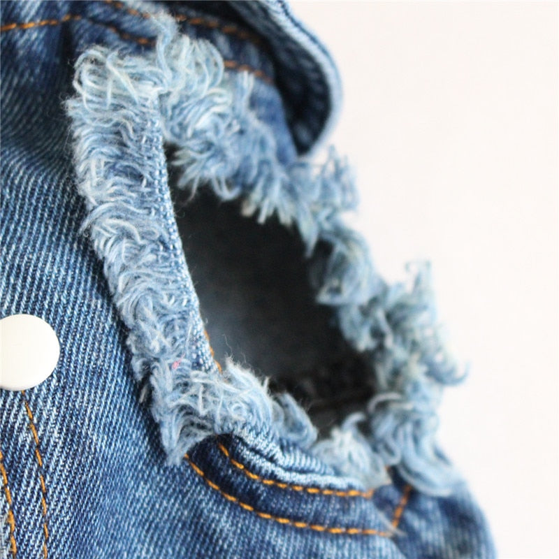 Pet Dog Cat Blue Denim Jeans Jacket Coat Vest
