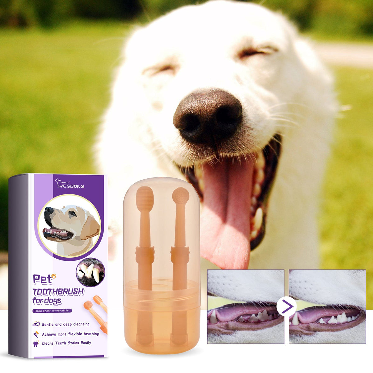 Pet Toothbrush For Dogs, Pet Oral Cleaning Dental Stains Dental Health Care