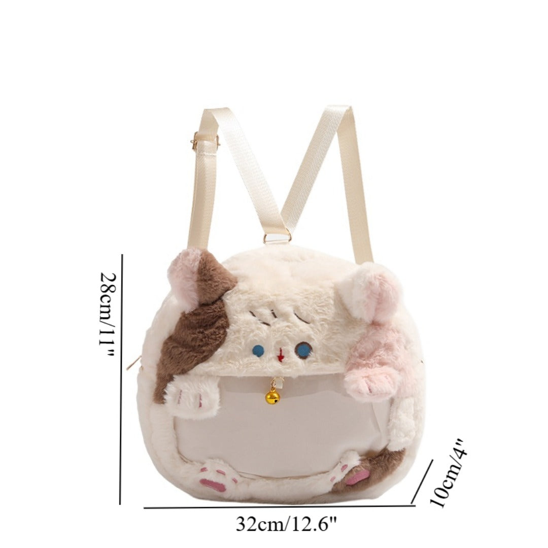 Cute cat pattern backpack, toddler purse, small backpack purse for students, mini backpack, versatile plush backpack