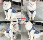 Pet Dog Cat Blue Denim Jeans Jacket Coat Vest