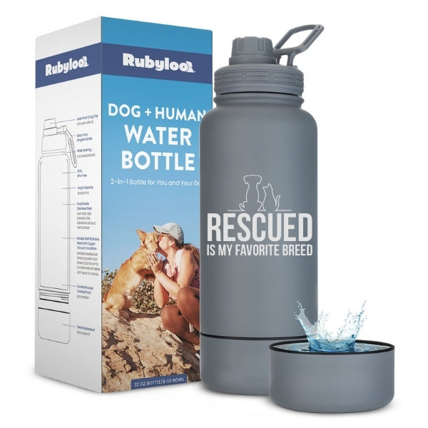 Dog + Human Water Bottle with Detachable Dog Bowl