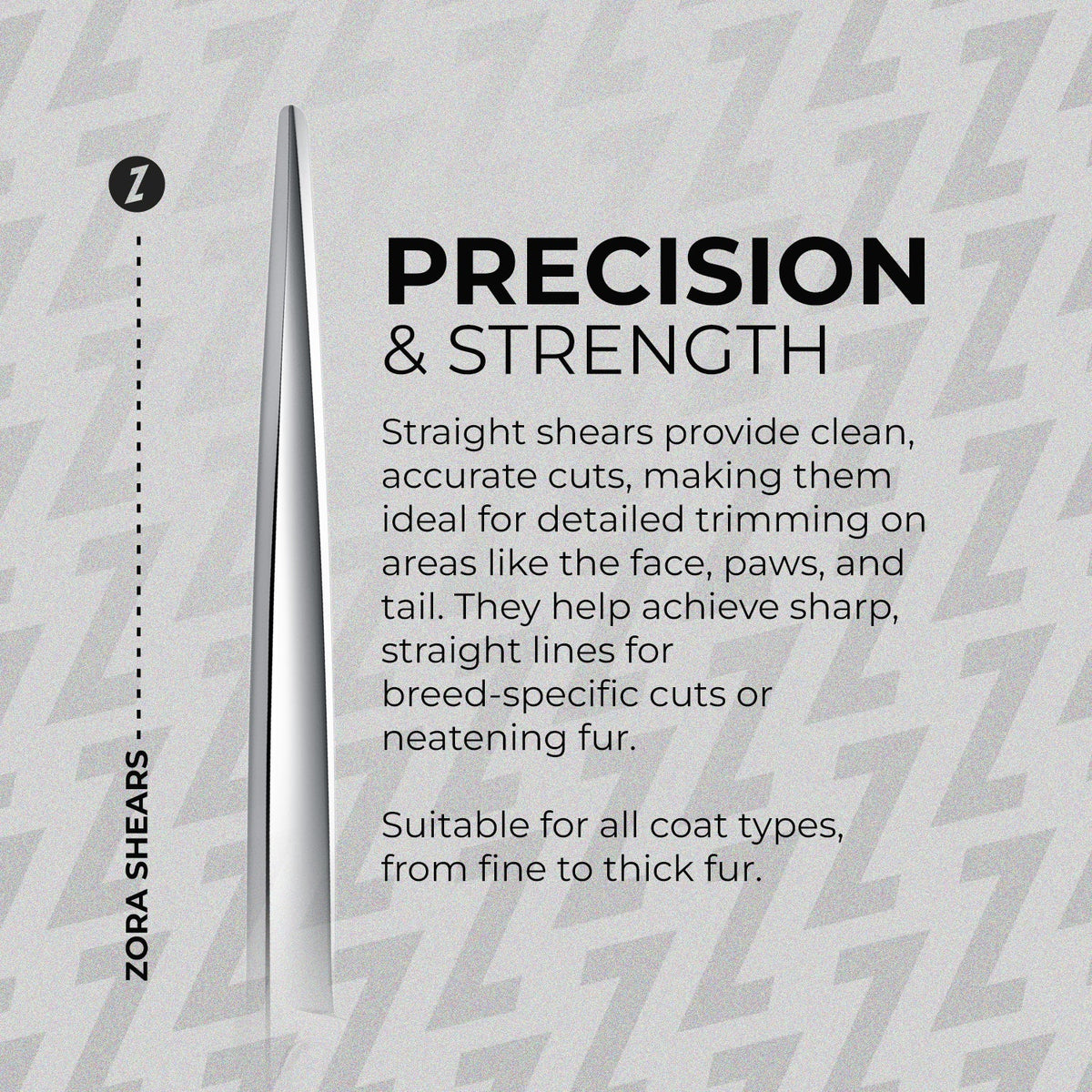 Zora Pet Grooming Shear - Straighter Model A | 7.5" 8"
