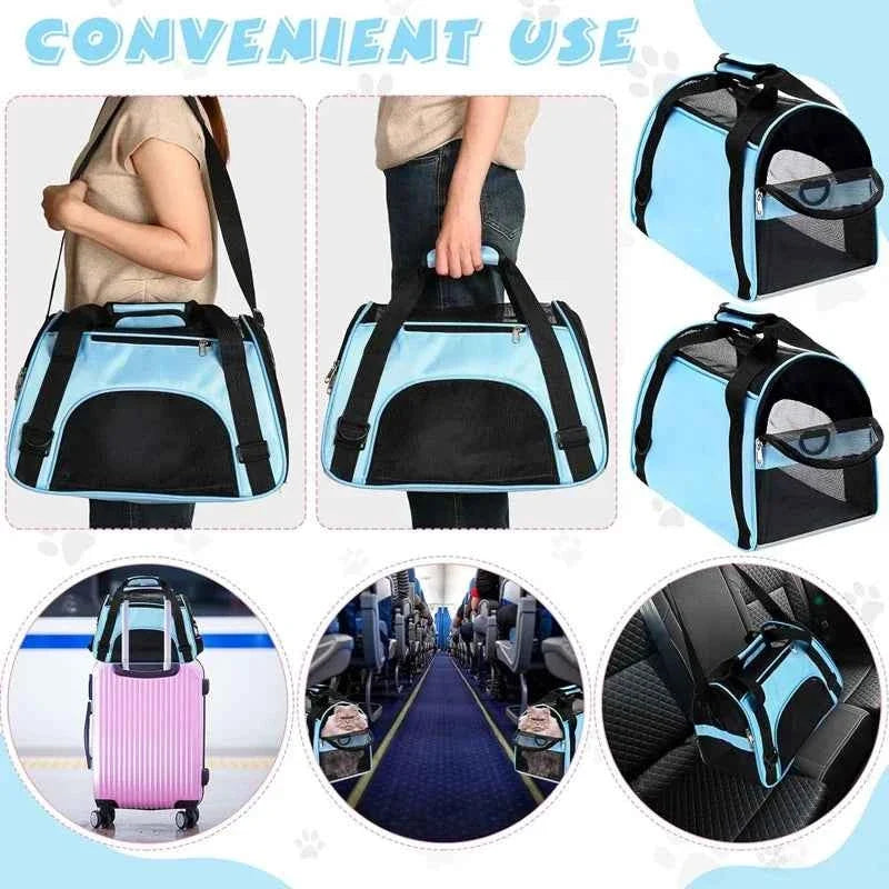 Portable Cat & Dog Carrier Bag – Foldable Breathable Travel Handbag