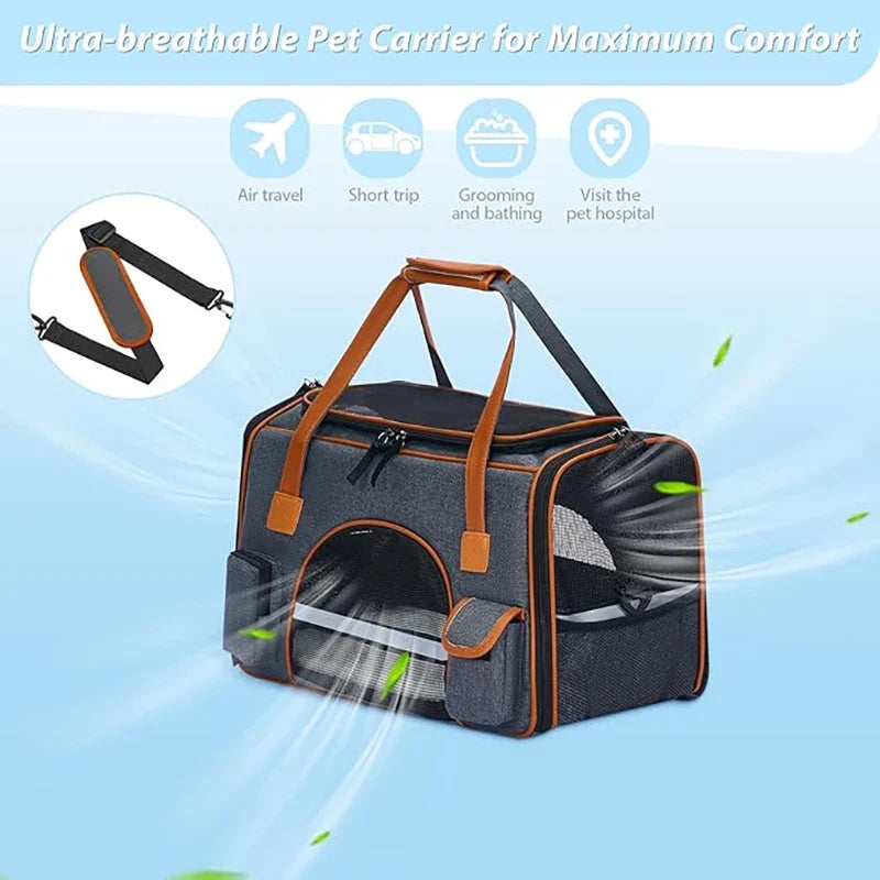 Dog Pet Carrier Bag Anti-Collapse Design Multiple Storage Pockets Cat Travel Handbag for Medium Cats, Puppy, Rabbits and Other S