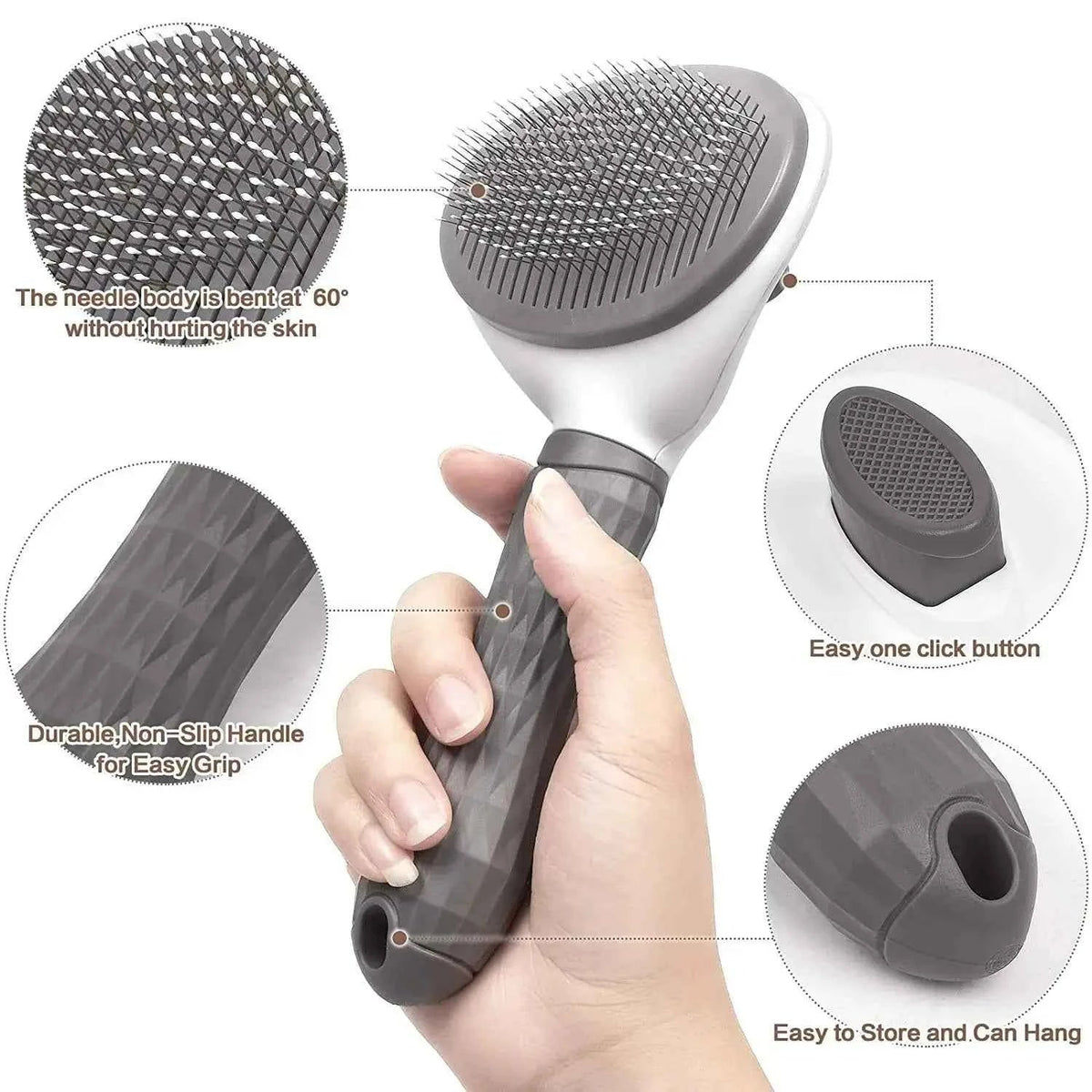Self-Cleaning Pet Hair Removal Brush for Grooming