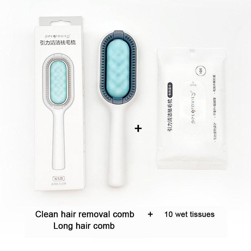 Cat Cleaning Comb Cat Hair Remover to Remove Floating Hair Sticky Fur Universal Pet Grooming Brush for Cat Dog Paired with Wipes Pet Cleaning Hair Removal Comb For Massaging And Removing Loose Hair