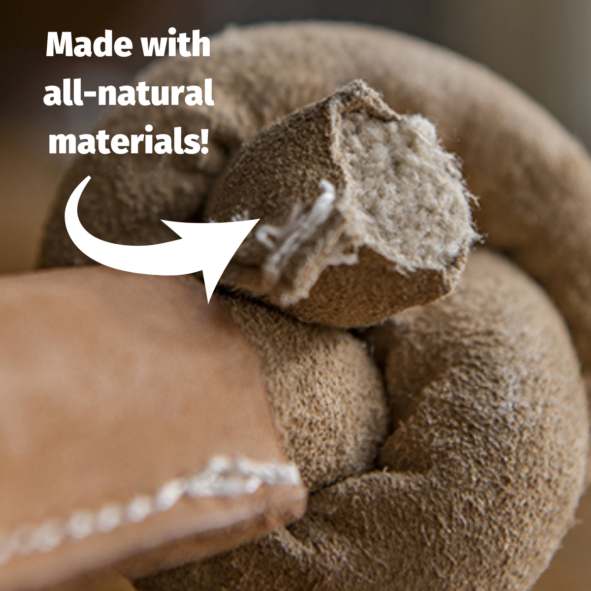 Huggle-Hide® Natural Leather Bone Dog Toy, 3 Pack