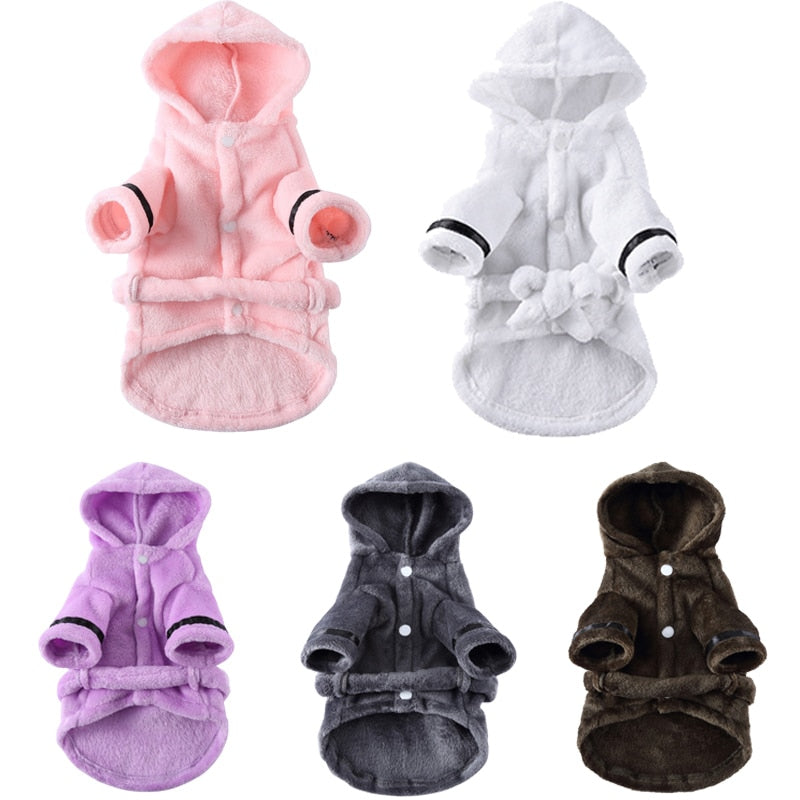 Luxury Soft Pet Dog Puppy Hooded Bathrobe