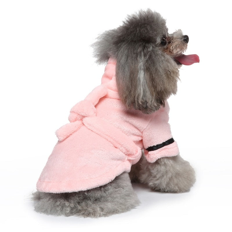 Luxury Soft Pet Dog Puppy Hooded Bathrobe