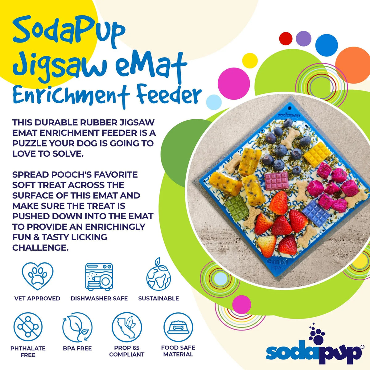 Jigsaw Puzzle eMat - Enrichment Lick Mat for Dogs and Cats | eMat Enrichment Toy for Anxiety Relief | USA Made